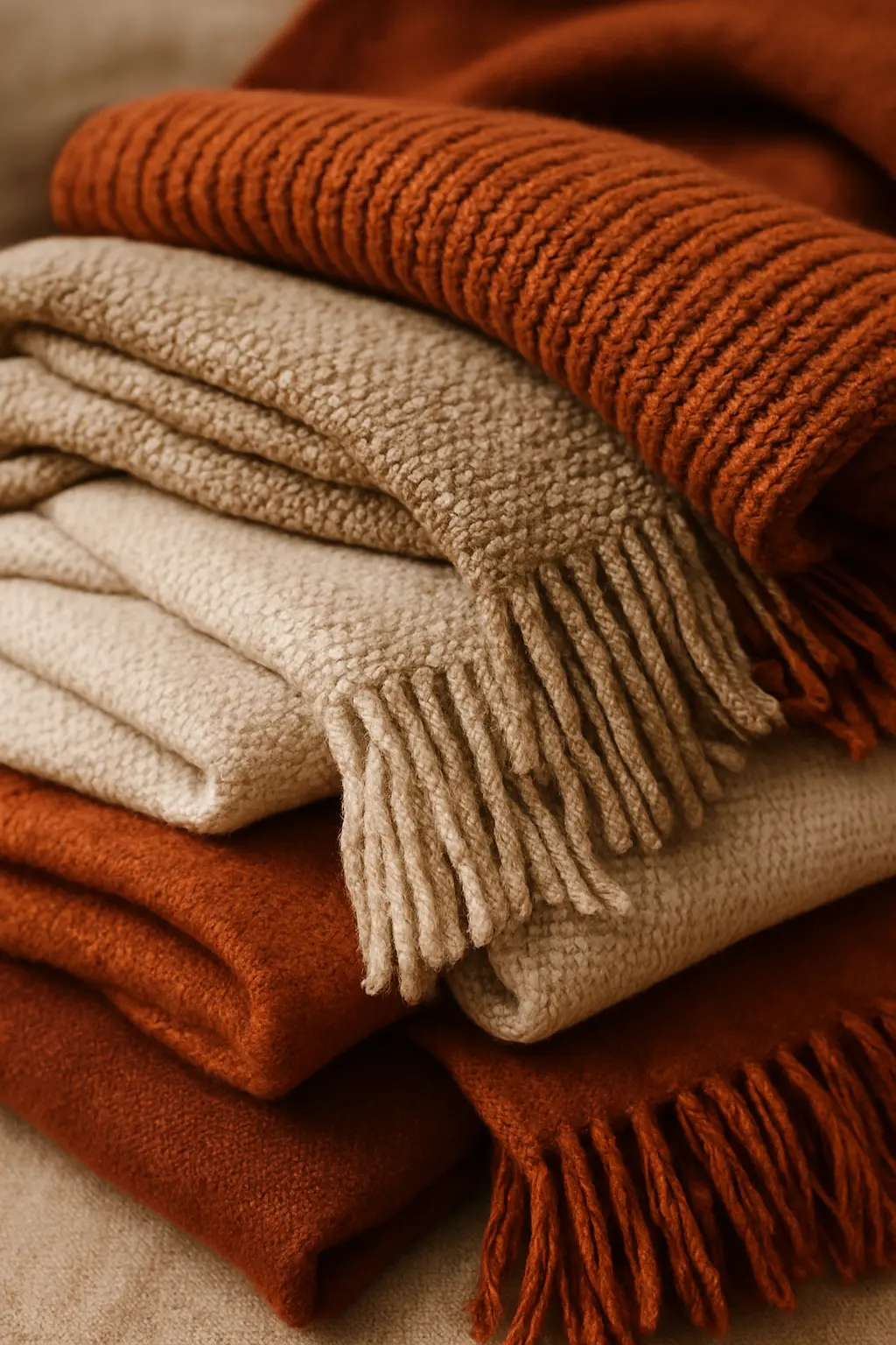 Earthy autumn tones layered through textiles and accents