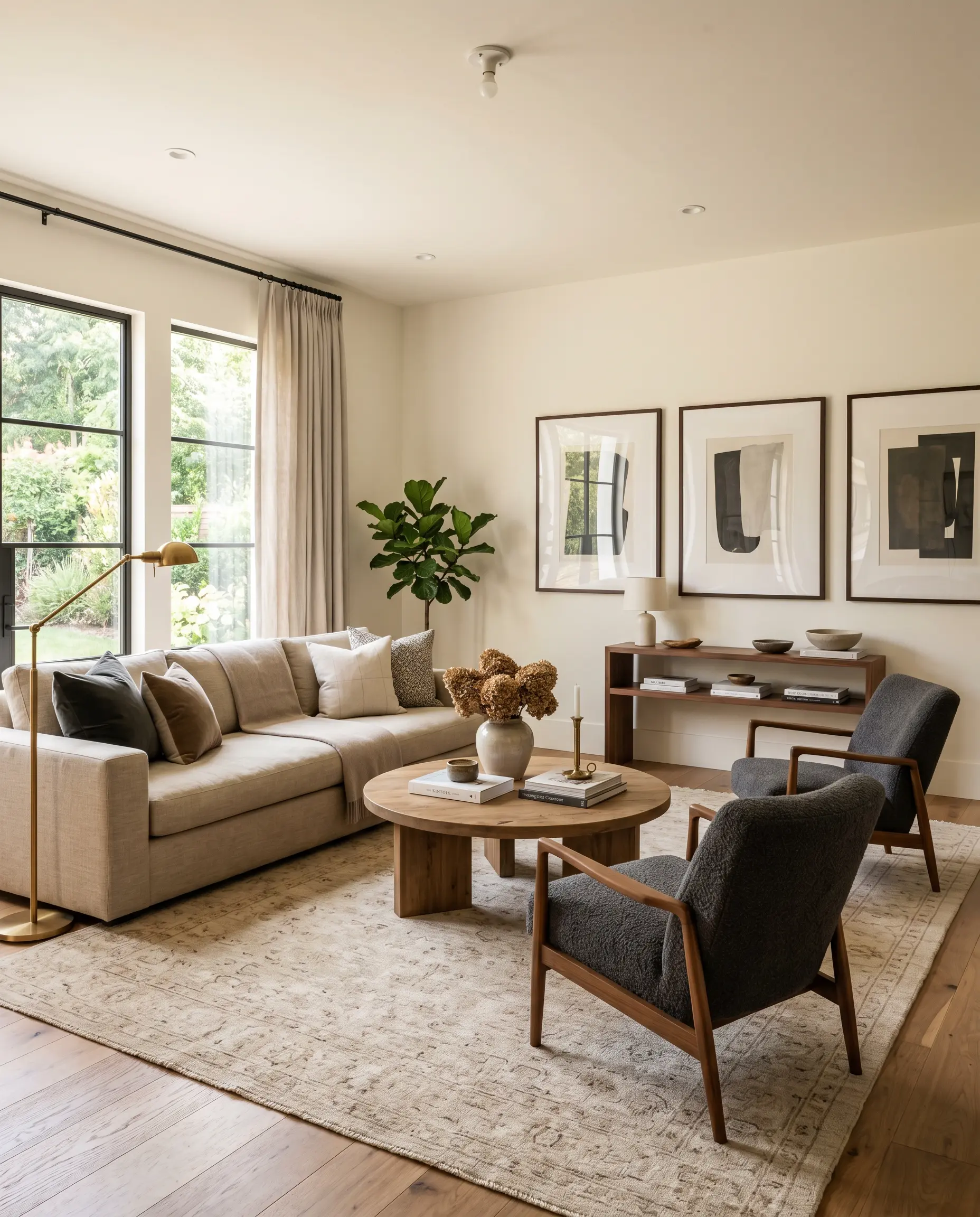 A room with intentional walking paths between furniture
