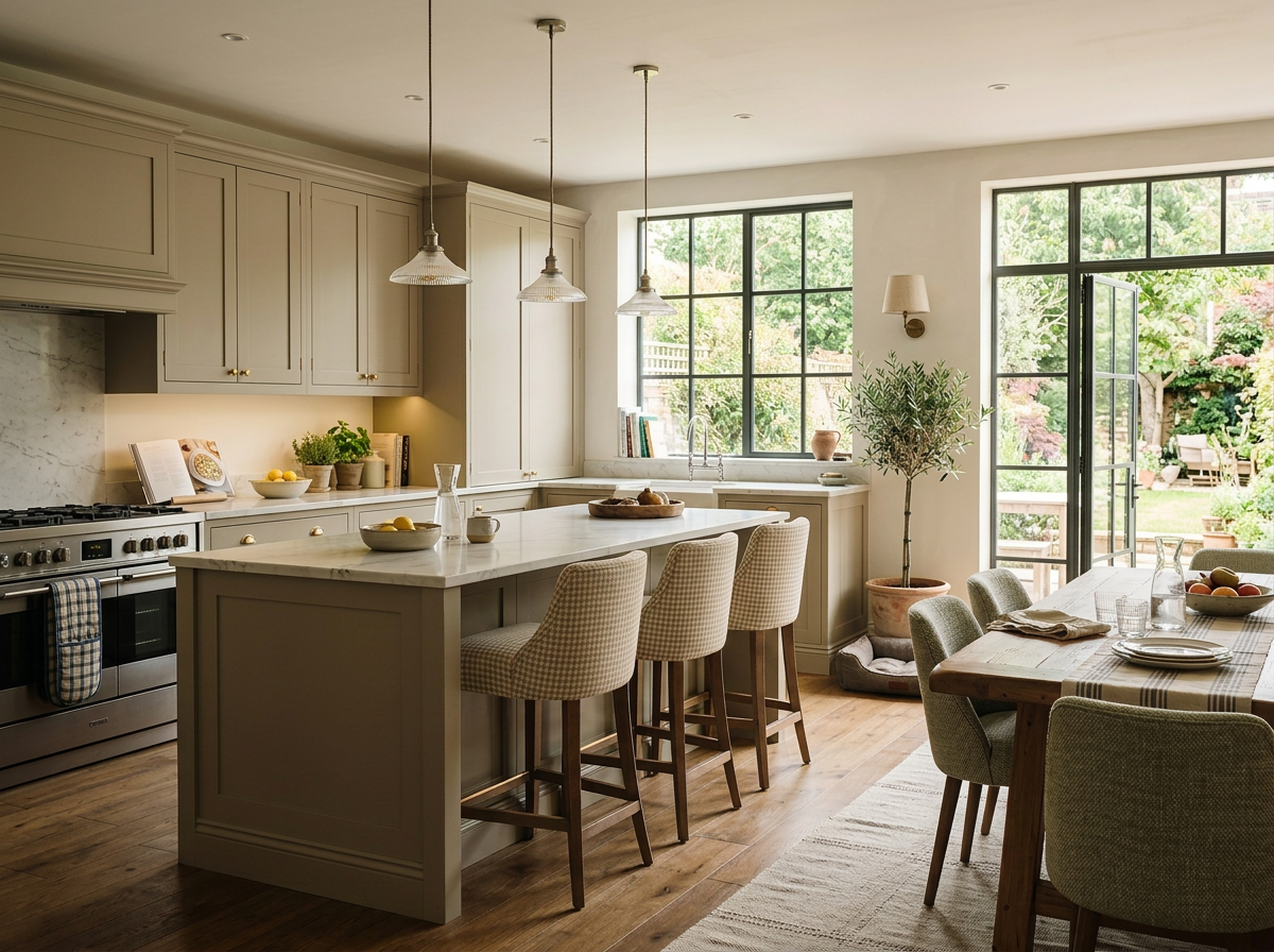 A considered living space with layered textiles and soft natural light