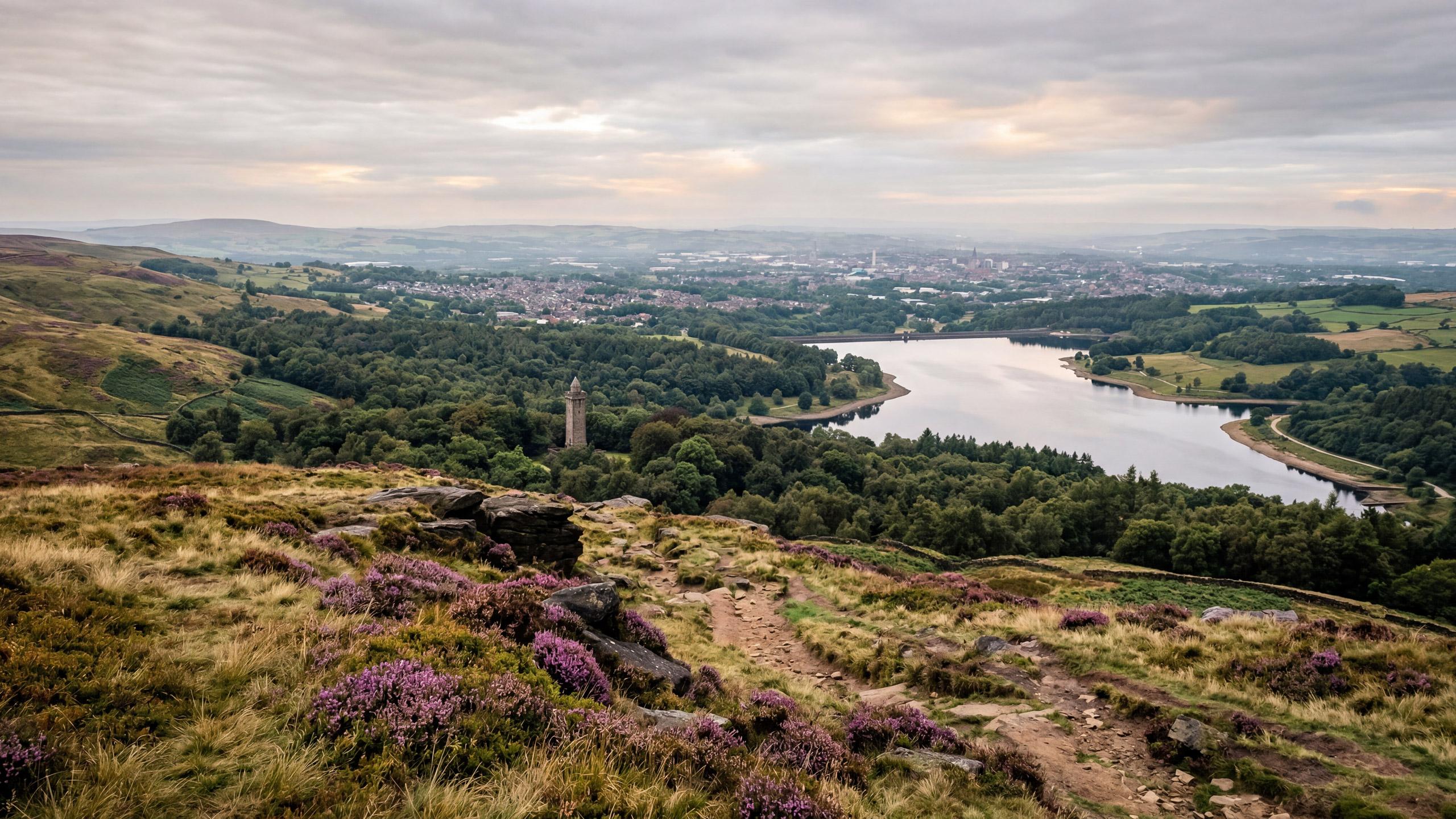 View from Rivington Pike across the Lancashire moorland toward Bolton