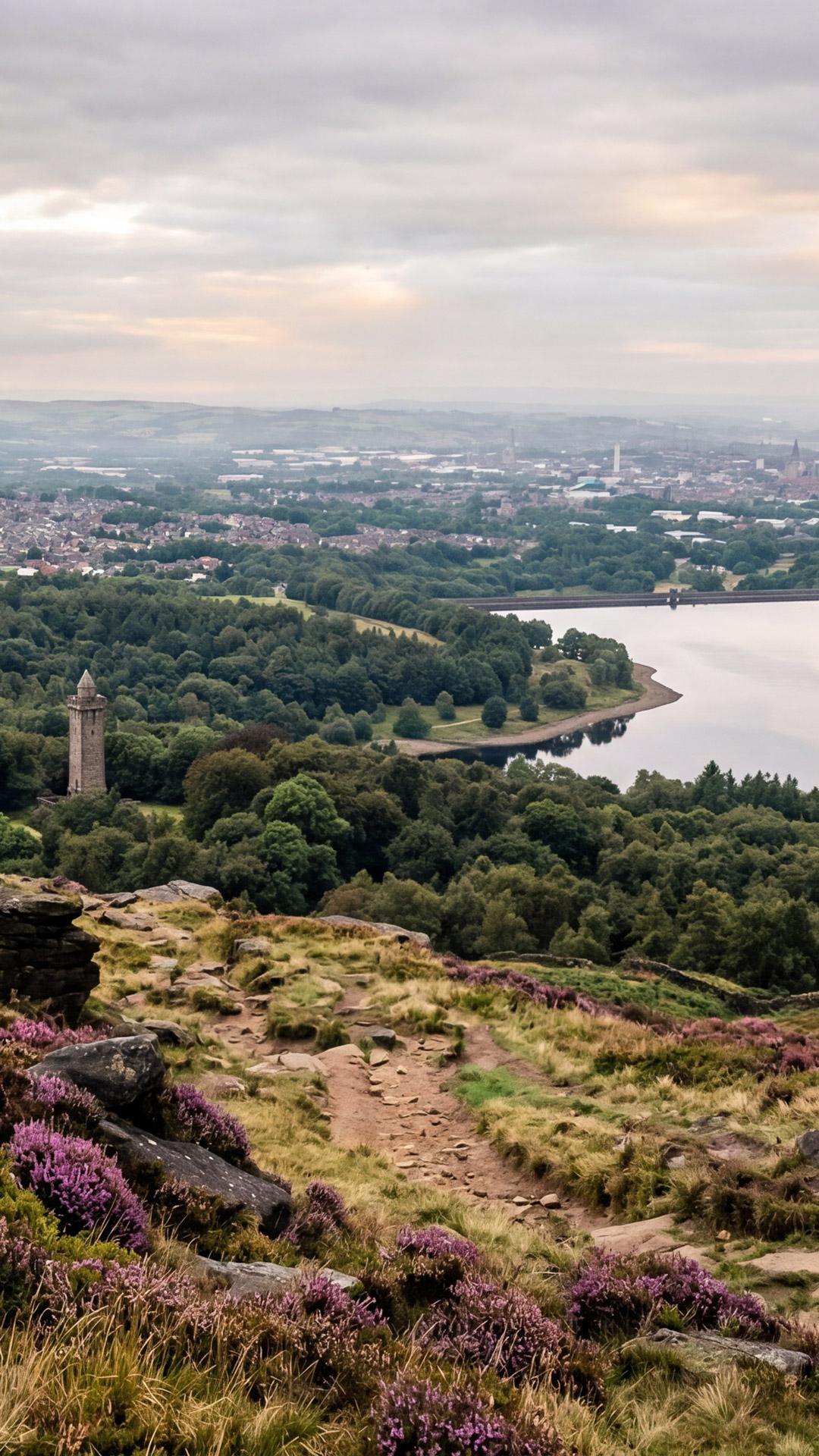 View from Rivington Pike across the Lancashire moorland toward Bolton