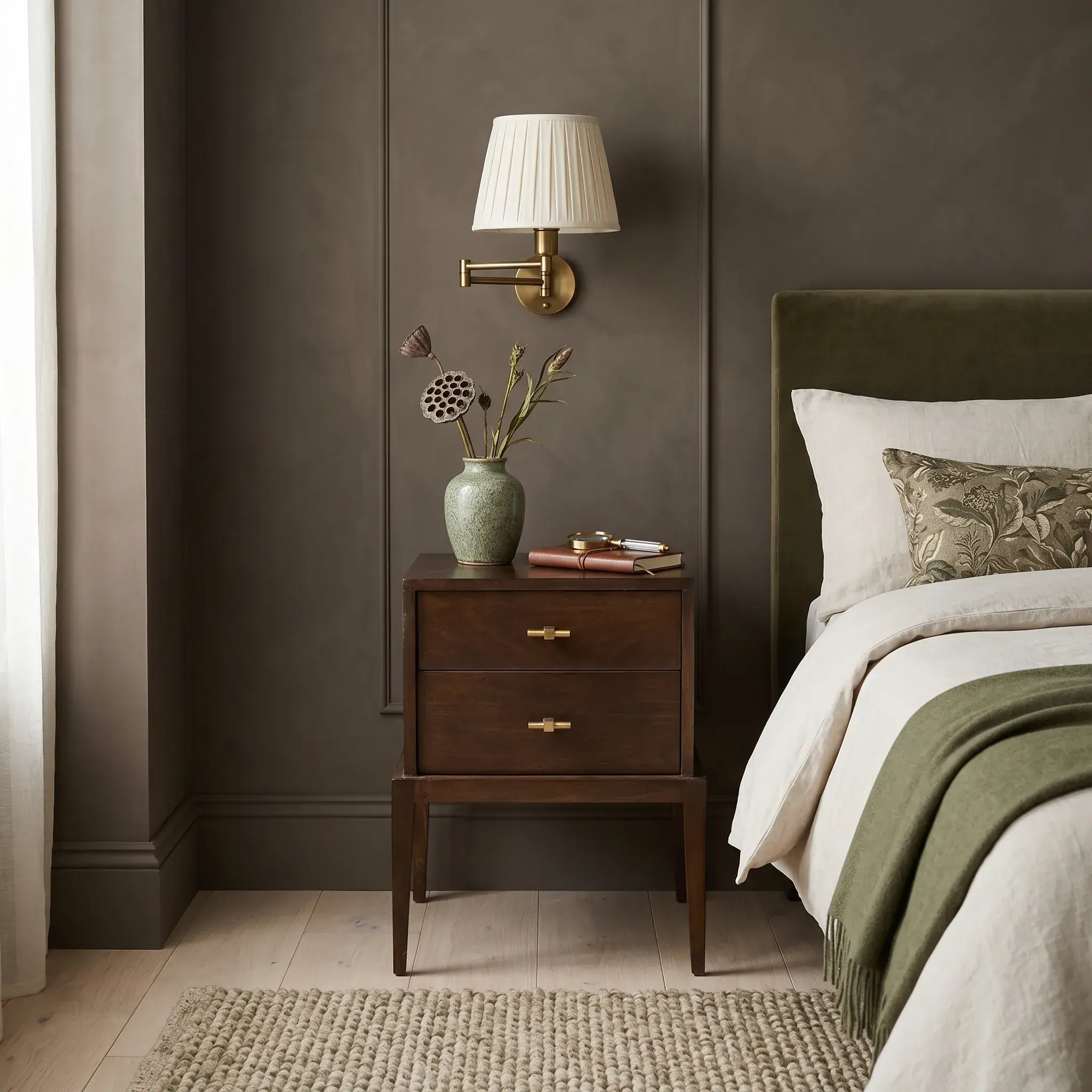 Natural materials including timber, linen and wool in a tonal, low-VOC interior
